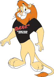 Cartoon Lion Wearing a Black Dare shirt