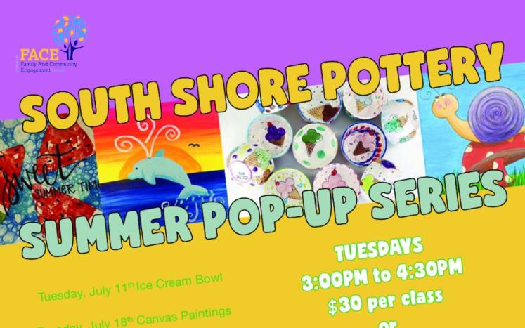South Shore Pottery, Summer, Art Classes, Pop Up, Hanover, FACE, Enrichment, Recreation